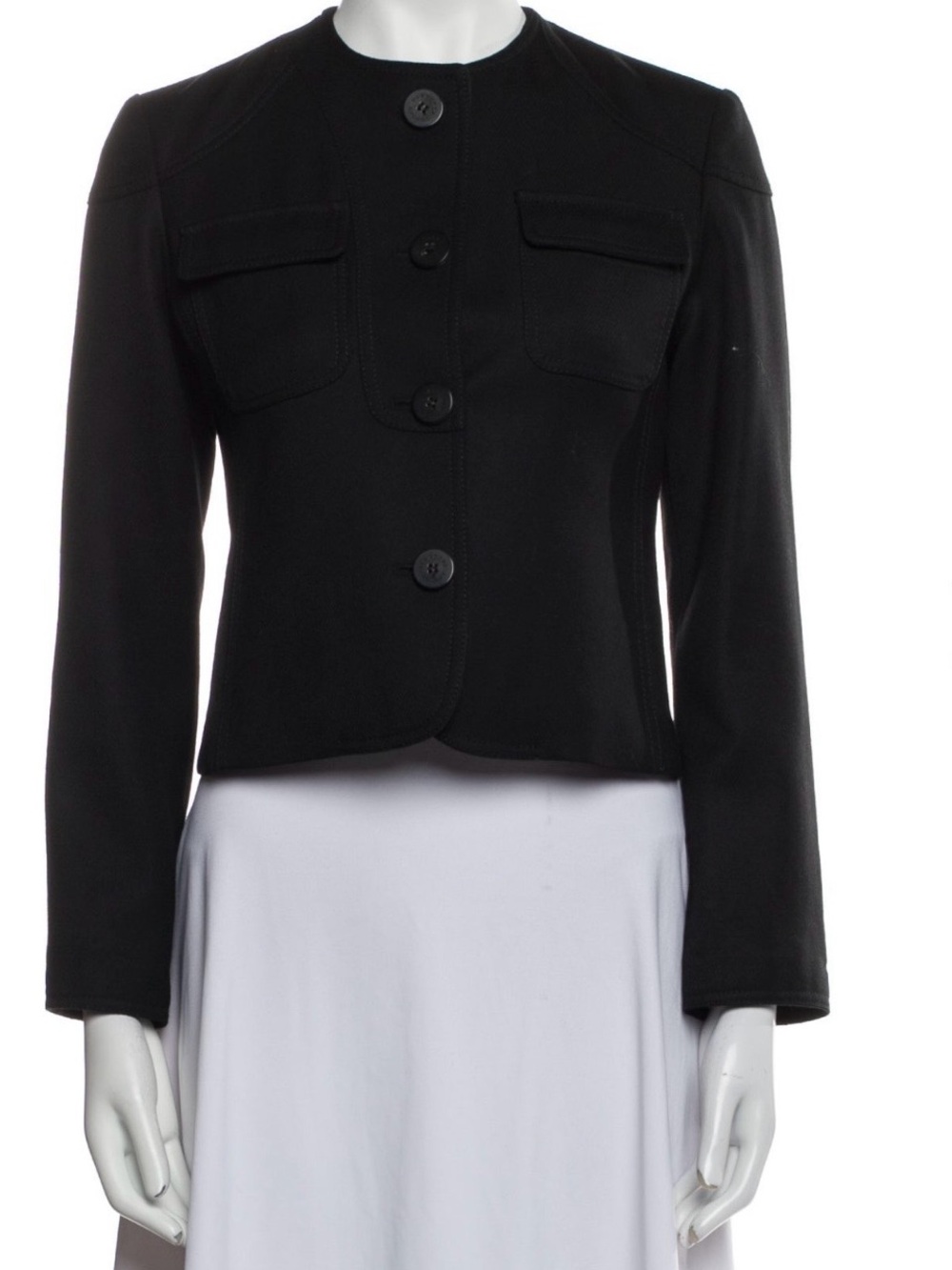 Burberry Women's Black Cropped Button Front Blazer Jacket